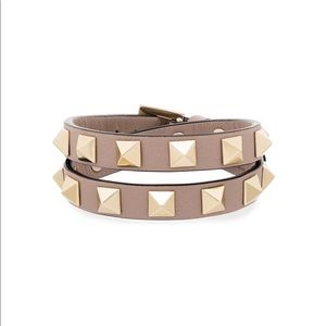 Valentino Rockstud Calfskin Double-Strap Bracelet